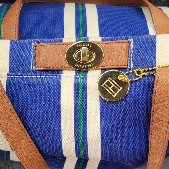 Tommy Hilfiger Vtg Y2k Striped Handbag Tote Purse - Picture 2 of 4